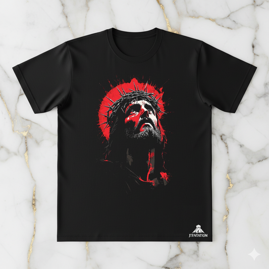 Jesus Crown of Thorns T-Shirt – Red Halo Spiritual Graphic Tee