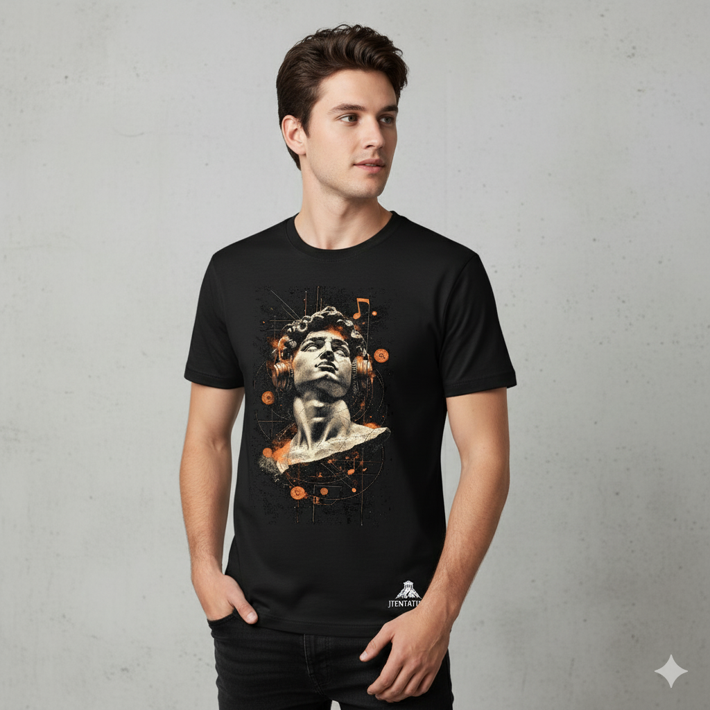 David with Headphones – Modern Renaissance Tee