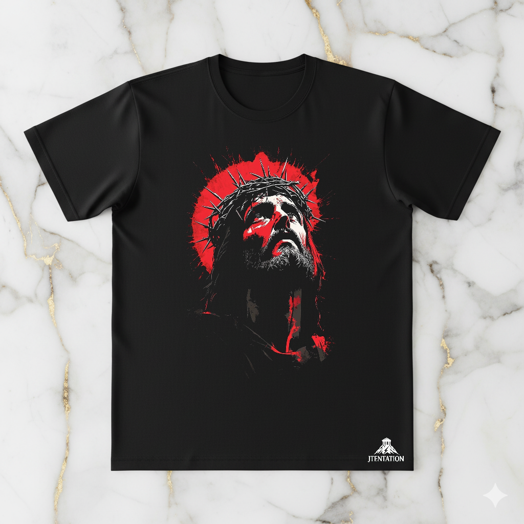 Jesus Crown of Thorns T-Shirt – Red Halo Spiritual Graphic Tee