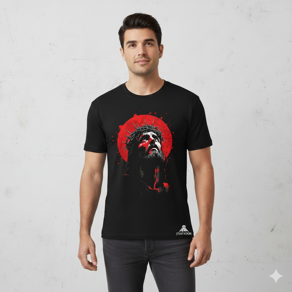 Jesus Crown of Thorns T-Shirt – Red Halo Spiritual Graphic Tee